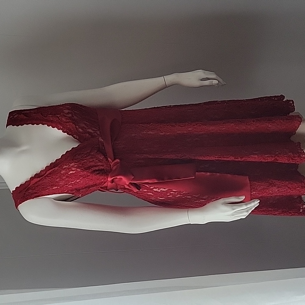 Hottie Womans Sz. M Lacey Dress Knee Length Layered V-Neck